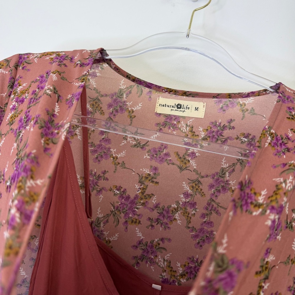 Natural Life Dance With Me Tiered Maxi Dress Women's Medium Pink Floral Boho - Picture 5 of 12